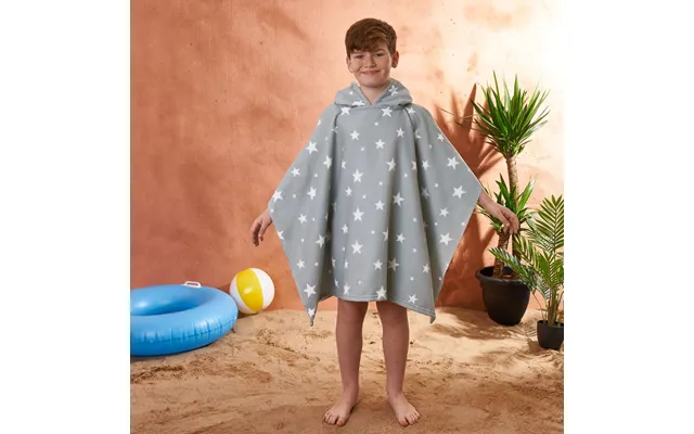 Ohs Kids Star Print Hooded Towel Poncho - Grey product image