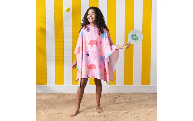 Ohs Kids Under The Sea Print Towel Poncho - Blush product image