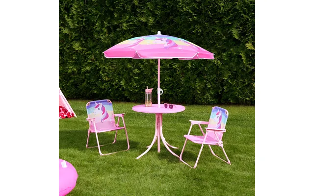 Ohs Kids Unicorn Print Bistro Set With Parasol - Pink product image