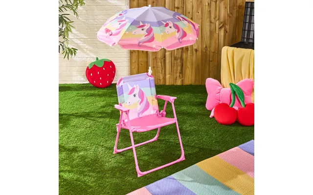 Ohs Kids Unicorn Print Chair With Parasol - Pink product image