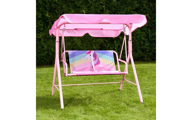 Ohs Kids Unicorn Print Swing Bench With Canopy - Pink product image