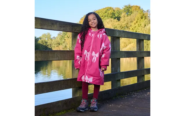 Ohs Kids Water Resistant Bow Print Sherpa Drying Robe, Pink - Large Extra Large