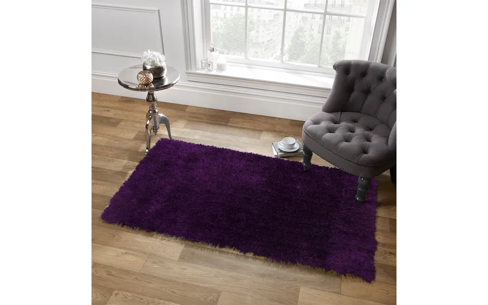 Ohs Large Shaggy Soft Floor Rug 5cm Pile, Plum Purple - 80 X 150cm