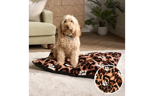 Ohs Leopard Paw Print Pet Bed - Natural