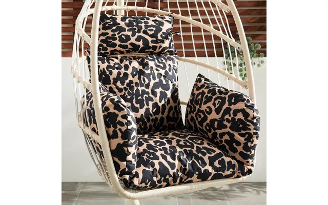Ohs Leopard Print Egg Chair Cushion With Headrest - Natural product image