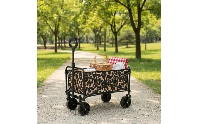 Ohs Leopard Print Foldable Camping Trolley - Natural