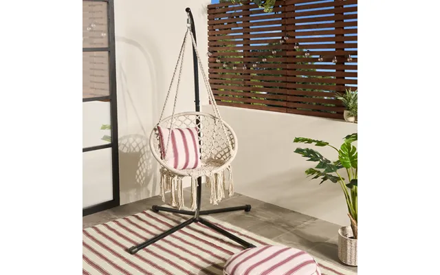 Ohs Macrame Knotted Swing Chair - Cream