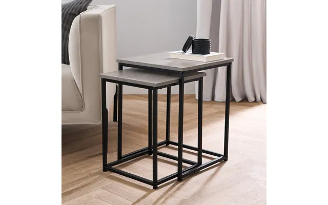 Ohs Manhattan Nest Of 2 Square Tables - Concrete Effect
