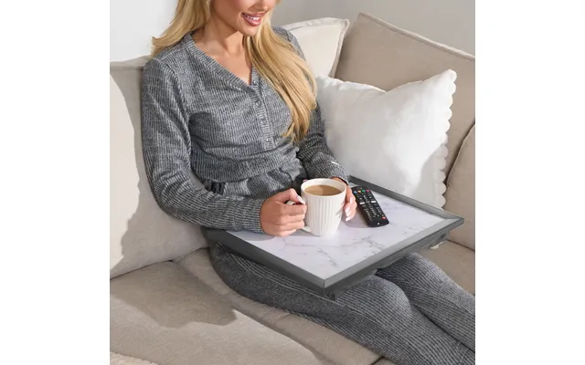Ohs Marble Effect Lap Tray - Grey White