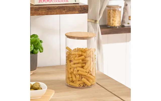Ohs Medium Plastic Round Storage Container With Bamboo Lid - Clear