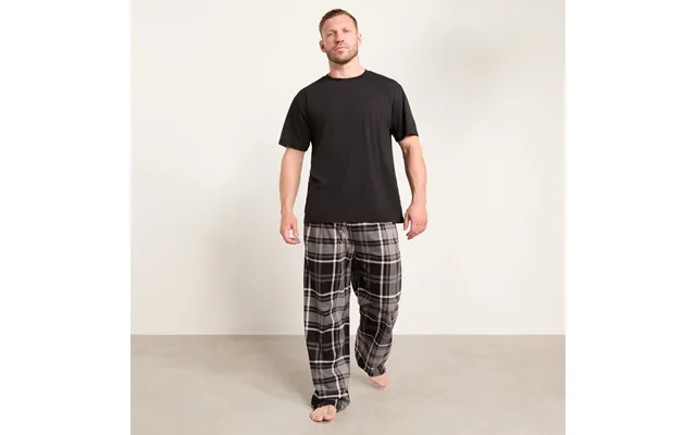 Ohs Men's 2 Pack Check Pyjama Bottoms, Burgundy Grey - Medium