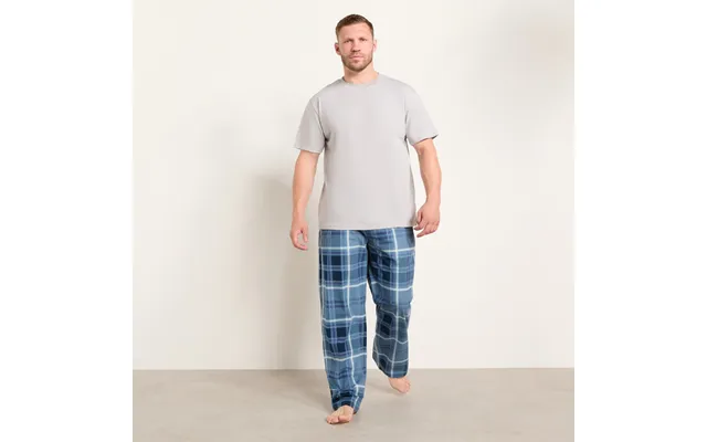 Ohs Men's Check T-shirt Pyjama Set, Blue - Medium