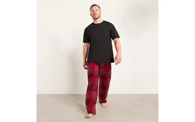 Ohs Men's Check T-shirt Pyjama Set, Red - Small