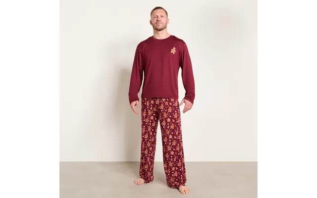 Ohs Men's Christmas Gingerbread Pyjama Set, Burgundy - Medium