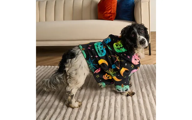 Ohs Neon Halloween Print Dog Hoodie Blanket, Black - Large product image