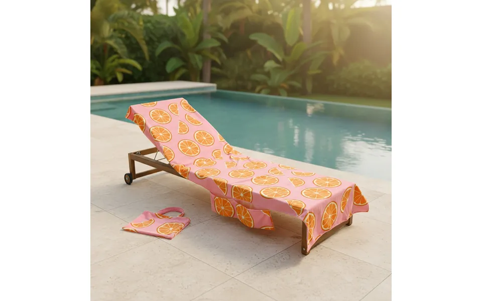 Ohs Oranges Print Beach Towel In A Bag - Pink