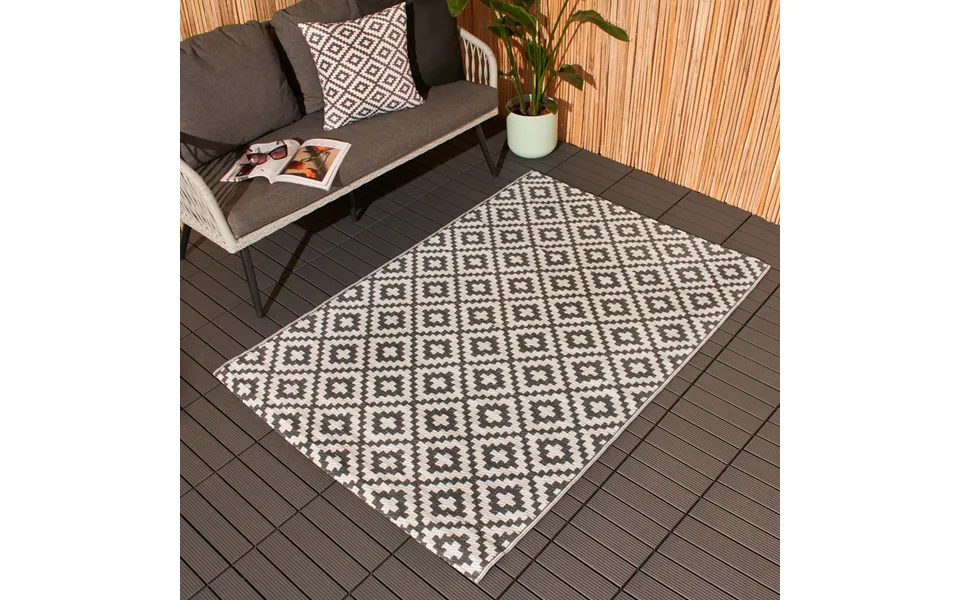 Ohs Outdoor Geo Rug , Grey White - 120 X 170cm