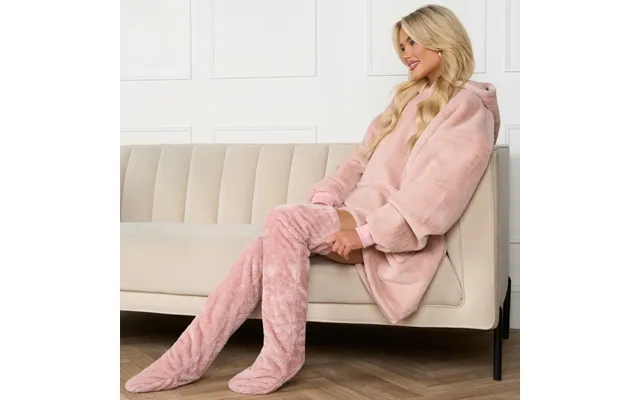 Ohs Over The Knee Teddy Slipper Socks - Blush product image