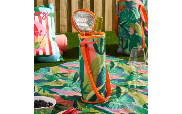 Ohs Palm Print Wine Bottle Cooler - Green