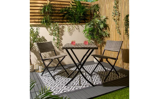 Ohs Rattan Folding Bistro Set, 3 Piece - Grey product image