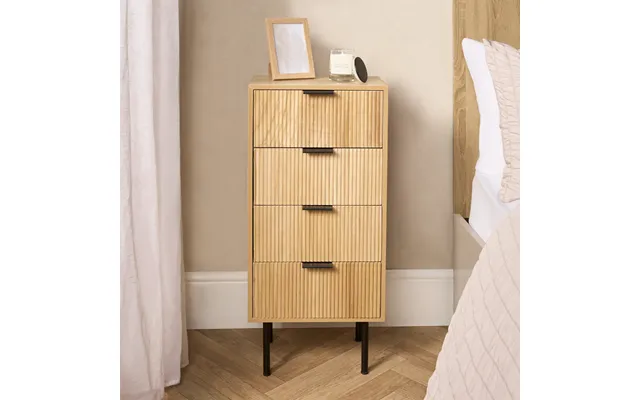 Ohs Ribbed 4-drawer Unit - Light Wood