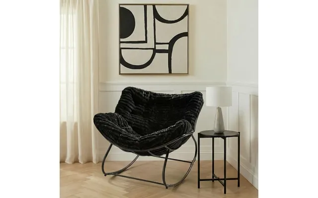 Ohs Ribbed Faux Fur Rocking Chair - Black