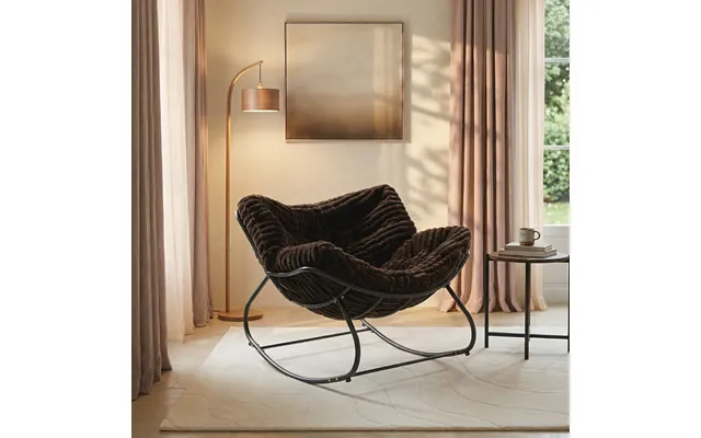 Ohs Ribbed Faux Fur Rocking Chair - Chocolate