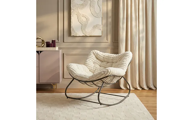 Ohs Ribbed Faux Fur Rocking Chair - Cream