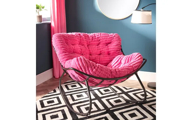 Ohs Ribbed Faux Fur Rocking Chair - Hot Pink