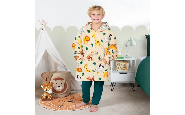 Ohs Safari Print Hoodie Blanket, Beige - Kids