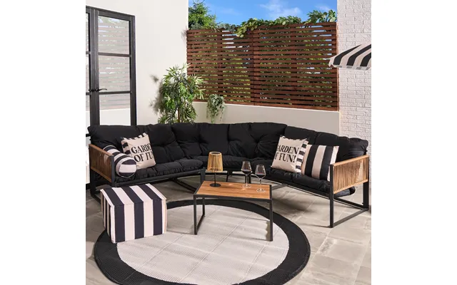 Ohs Santorini 5 Seater Corner Sofa Set - Black