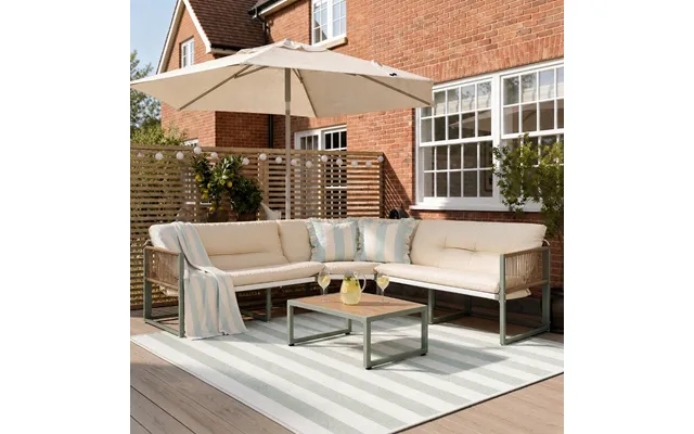 Ohs Santorini 5 Seater Corner Sofa Set - Sage Cream product image