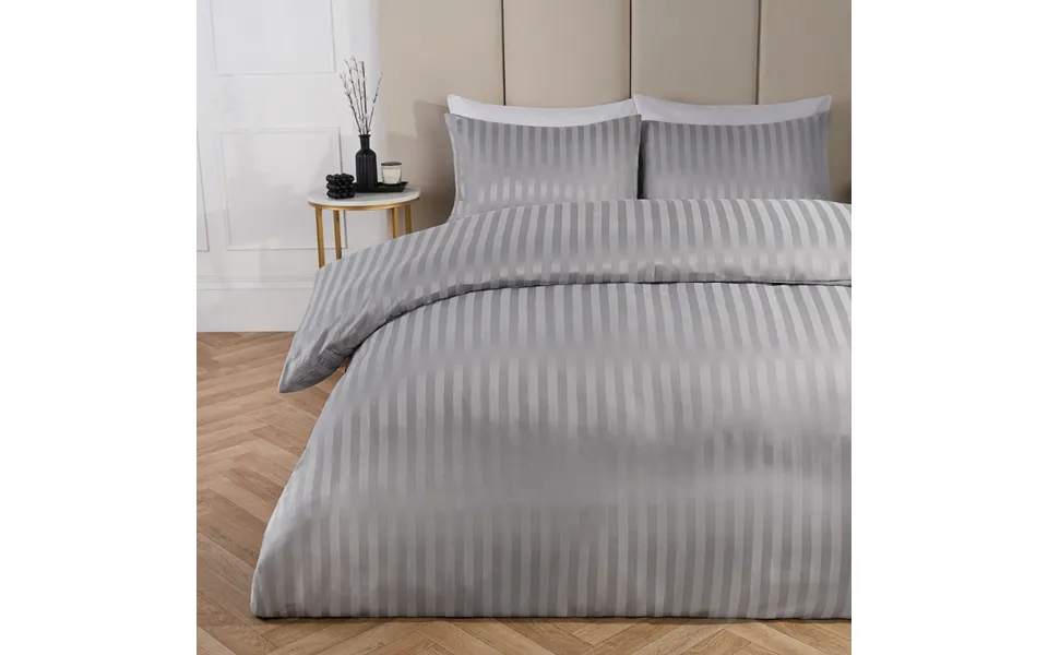 Ohs Satin Stripe Duvet Set, Silver - Superking