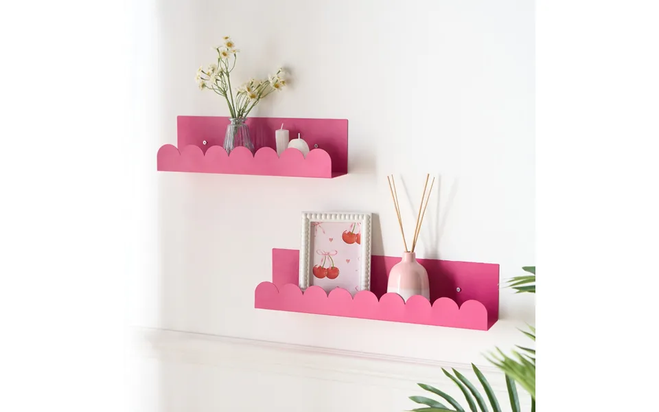 Ohs Set Of 2 Scallop Shelves - Hot Pink
