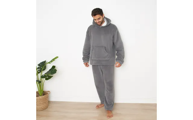 Ohs Sherpa Fleece Pyjama Set, Charcoal - Large product image