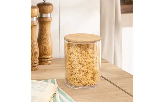 Ohs Small Plastic Round Storage Container With Bamboo Lid - Clear