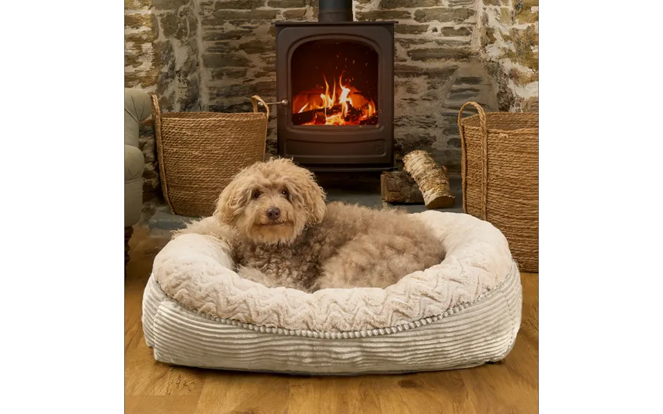 Ohs Soft Faux Fur Ribbed Pet Bed - Cream- Extra Large