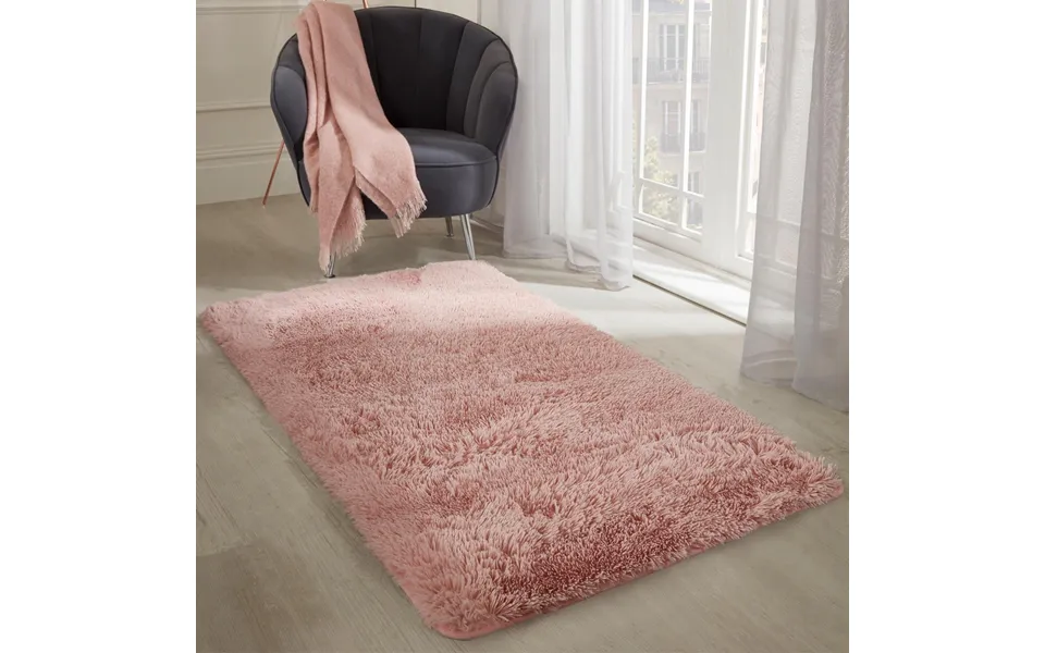 Ohs Soft Fluffy Rug Anti-slip Plain Shaggy Floor Mat, Blush Pink - 80 X 150cm
