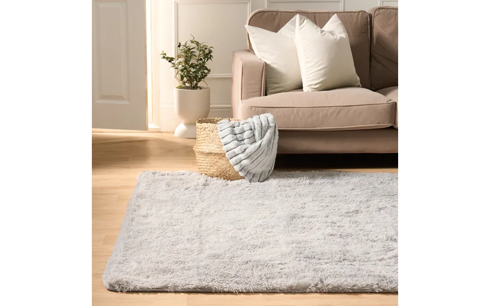 Ohs Soft Fluffy Rug Anti-slip Plain Shaggy Floor Mat, Silver - 160 X 230cm