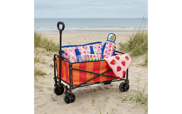 Ohs Stripe Print Foldable Camping Trolley - Orange Pink
