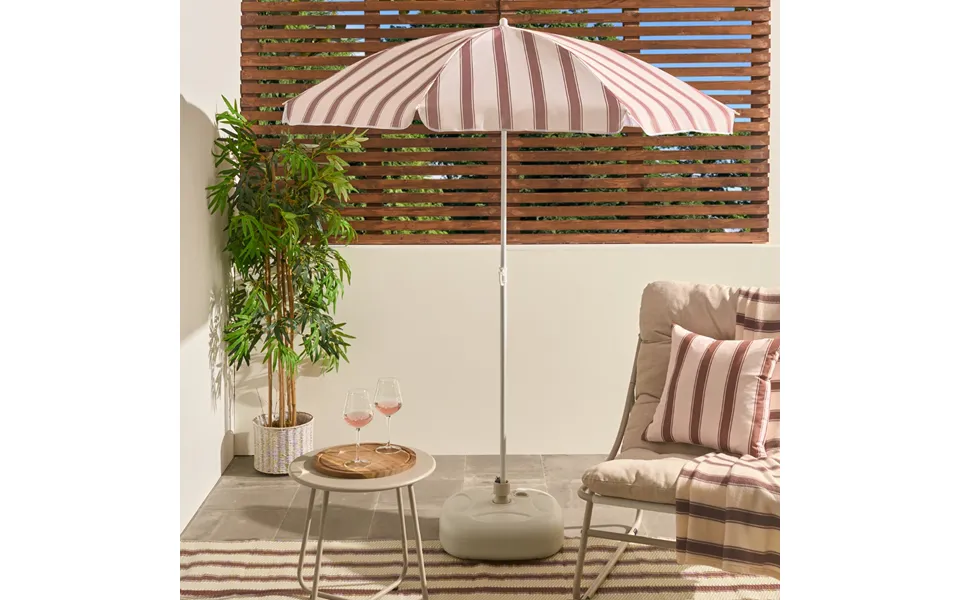 Ohs Stripe Print Outdoor Parasol - Chocolate Cream