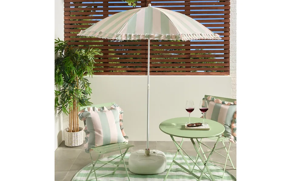 Ohs Stripe Print Outdoor Parasol - Sage Cream