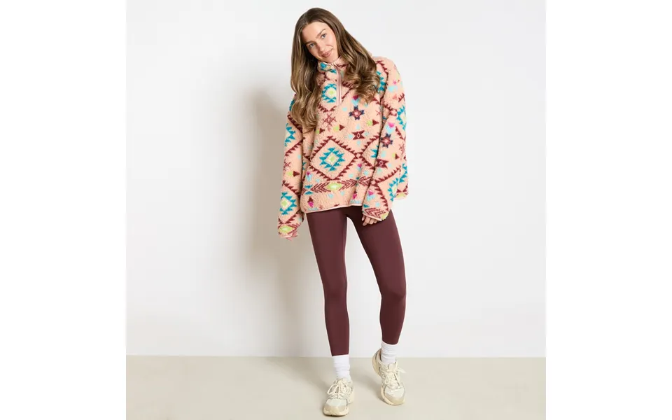 Ohs Teddy Aztec Print Half Zip Fleece, Beige - Small Medium