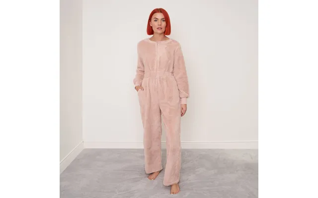 Ohs Teddy Fleece Round Neck Jumpsuit, Blush - Uk 14-16