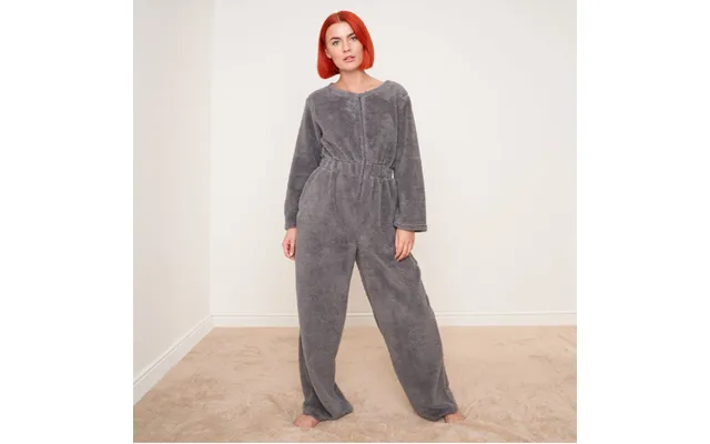 Ohs Teddy Fleece Round Neck Jumpsuit, Grey - Uk 14-16