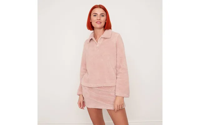 Ohs Teddy Long Sleeve Collar Top, Blush - Uk 14-16
