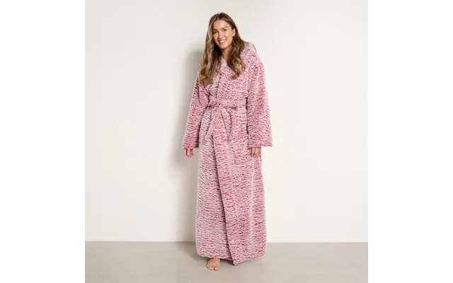 Ohs Teddy Marl Floor Length Dressing Gown - Berry