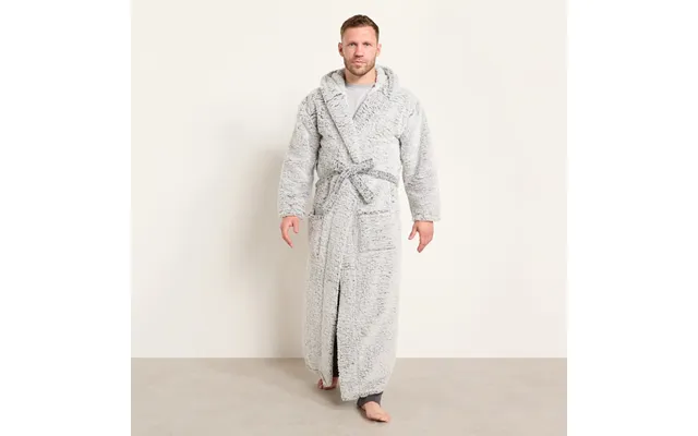 Ohs Teddy Marl Floor Length Dressing Gown - Black