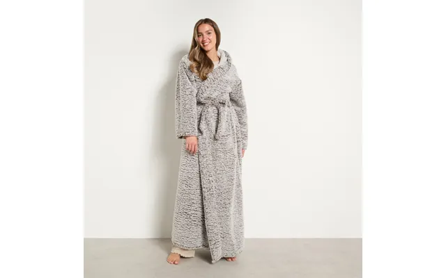 Ohs Teddy Marl Floor Length Dressing Gown - Brown