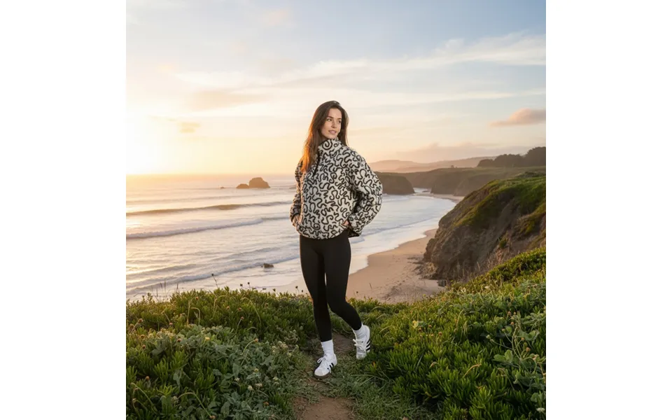Ohs Teddy Squiggle Print Half Zip Fleece, Monochrome - Small Medium
